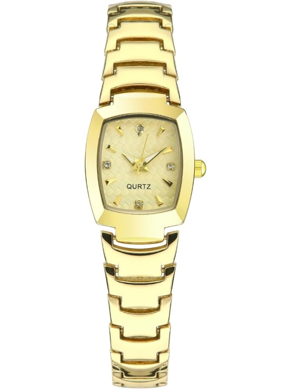 Women's Gold Analog Quartz Steel Dainty Rectangle Waterproof Square Wrist Watch